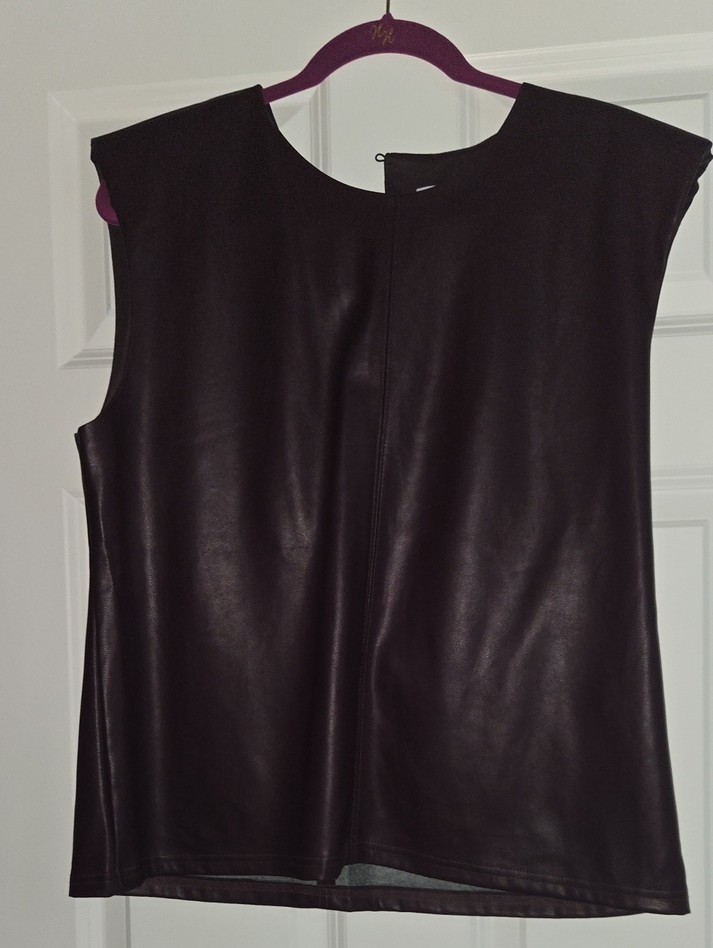 Calvin Klein Black Faux Leather Sleeveless Top
